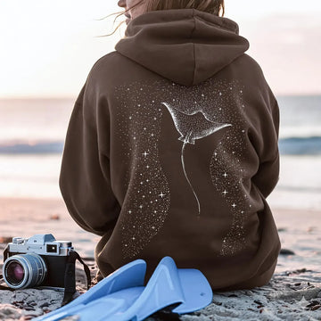 Manta Ray Hoodie, Stingray Sweatshirt For Ocean Lovers, Beachy Girl Gift, Coconut Women Hoodie, Sea Life Hooded Sweatshirt, Biologist Gifts