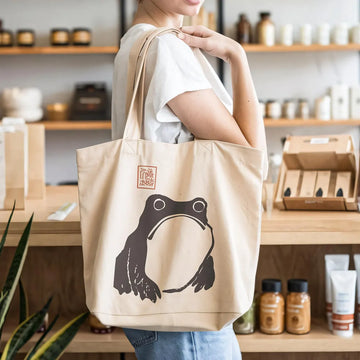 Unimpressed Frog Tote Bag, Matsumoto Hoji Frog, Vintage Japanese Art, Minimalist Tote Bag Gift For Her idea, Aesthetic Tote Bag, Cottagecore